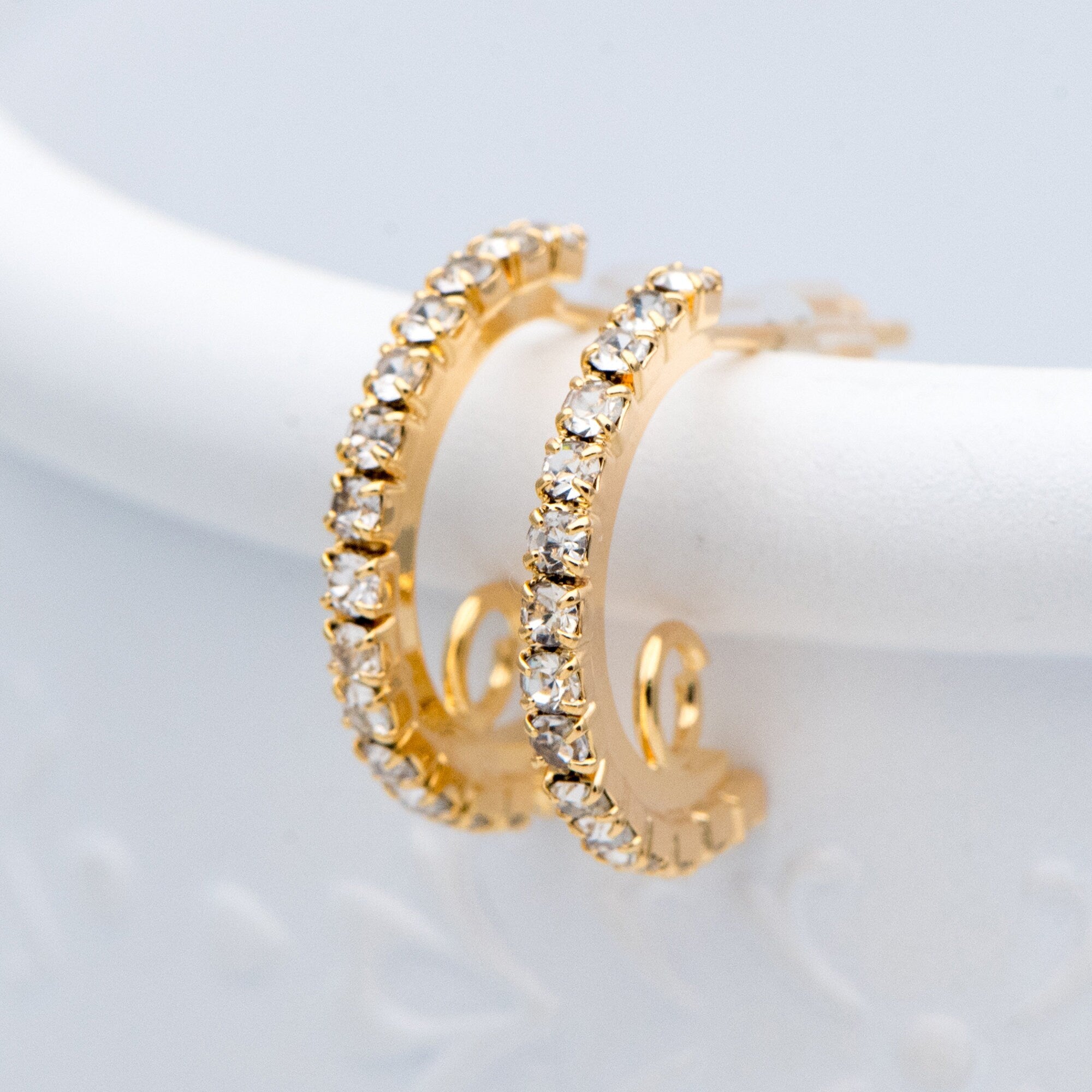 10pcs CZ Pave Gold Earring Studs, 18K Gold Plated Brass Ear Posts, Sparkly Bar Earring Components (GB-936)