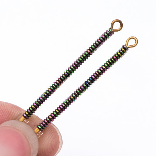 500pcs Hematite Seed Beads, Delicate Rondelle Spacer Beads 2x1mm, Metal Green (#V6093-2)