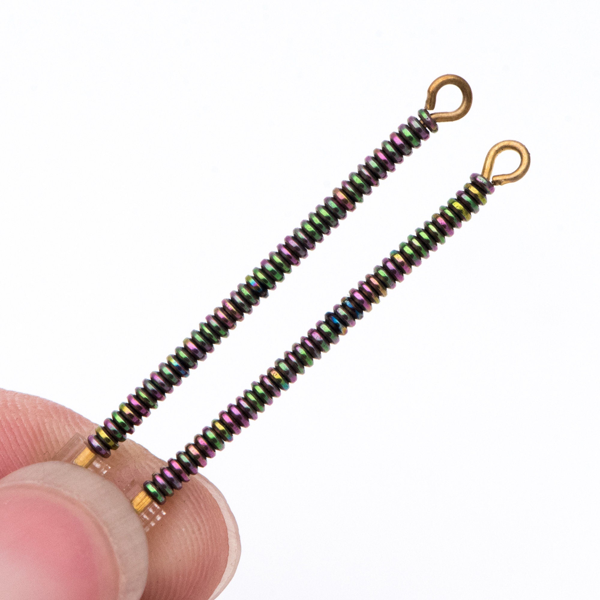 500pcs Hematite Seed Beads, Delicate Rondelle Spacer Beads 2x1mm, Metal Green (#V6093-2)