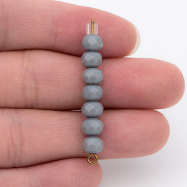 Rondelle Crystal Glass Faceted Beads 4x6mm, Grey-(BZ06-163)/ 95pcs