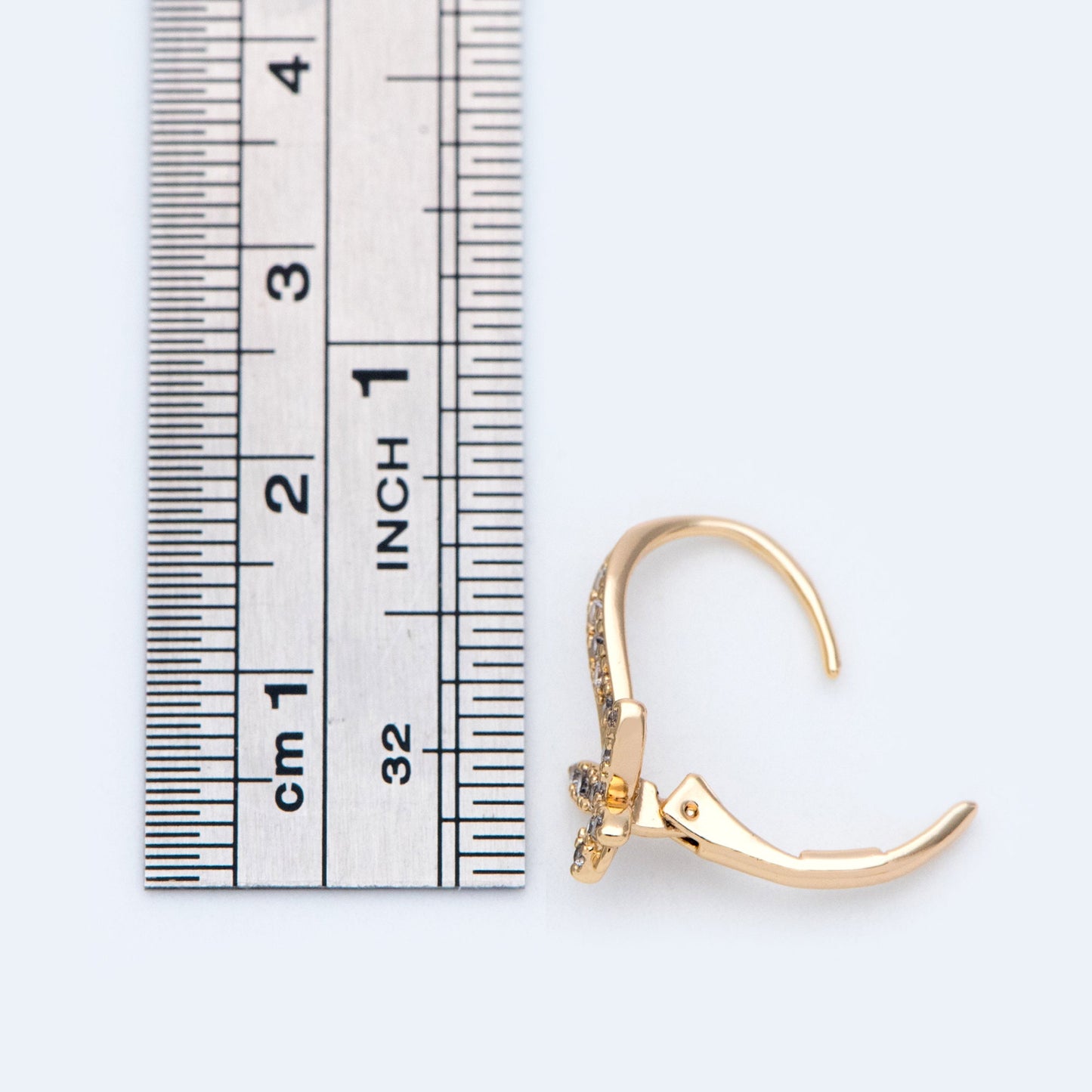 10pcs CZ Pave Butterfly Leverback Ear Hooks 17x12mm, 18K Gold plated Brass, Earring Component Hooks (GB-982)