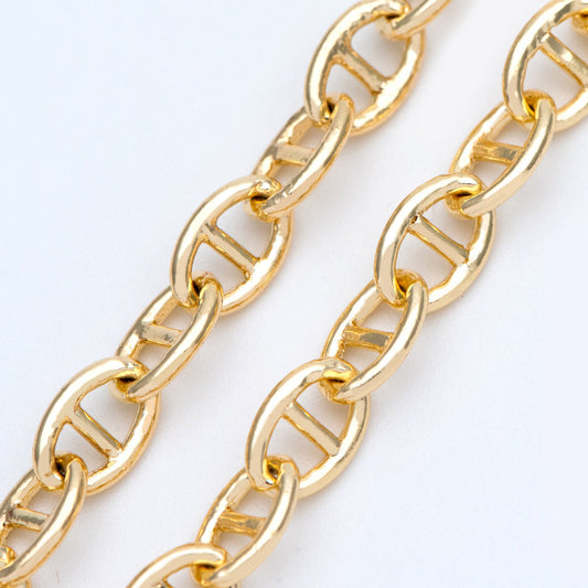 Gold plated Brass Mariner Anchor Link Chain 4.8/ 5.2mm, Chain Findings Wholesale (#LK-334)/ 1 Meter=3.3 ft