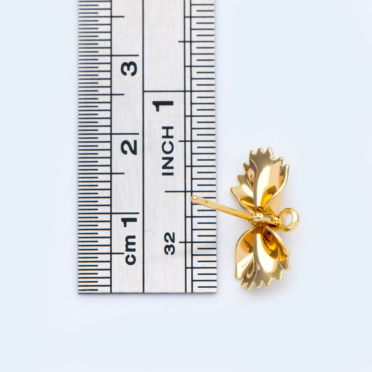 4pcs Gold plated Brass Bow Knot Ear Posts, Bowknot Stud Earrings (GB-747-D)