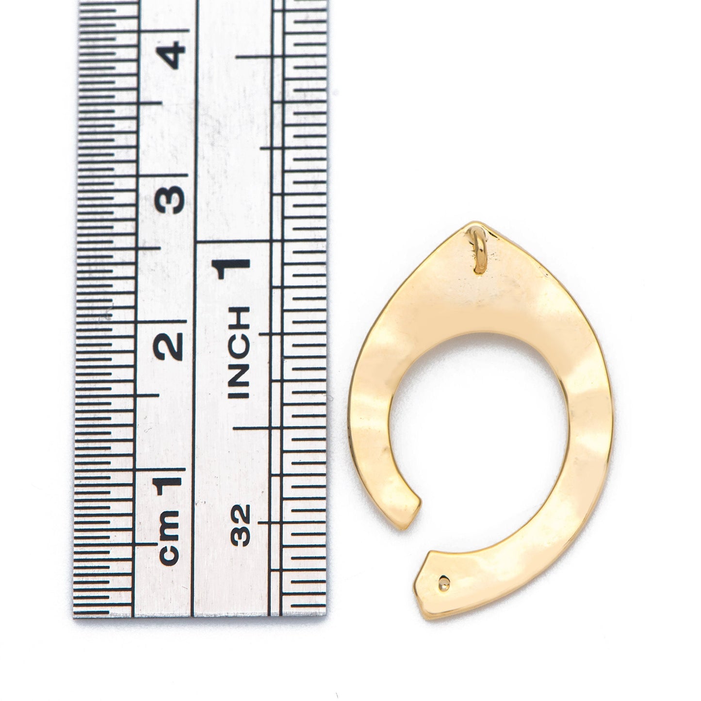 10pcs Gold plated Brass Hammered Charm Pendant 26x17mm, DIY Pearl Peg Mounts, Half Drilled Pearl Settings (GB-857)