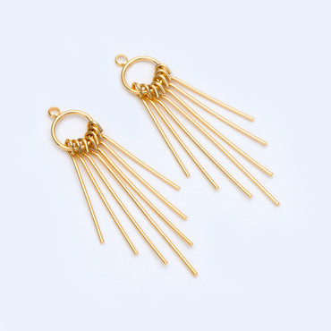 4pcs Gold Tassel Pendants, Gold plated Brass Bar Tassels, DIY Earring Charms (GB-1078)