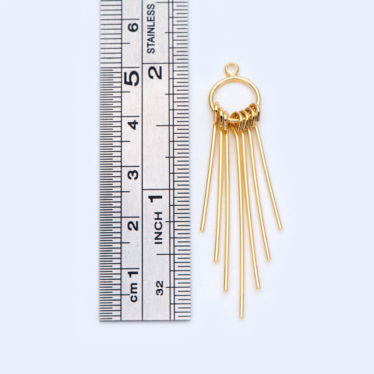4pcs Gold Tassel Pendants, Gold plated Brass Bar Tassels, DIY Earring Charms (GB-1078)