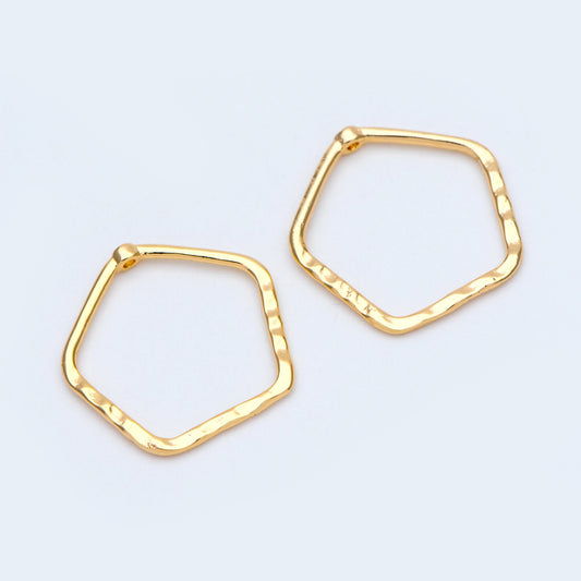 10pcs Gold Irregular Hoop Charms, Gold plated Brass Geometic Circle Pendants 23mm (GB-2750-D)