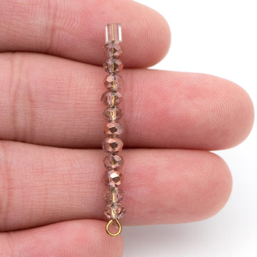 145pcs Crystal Glass Faceted Rondelle Glass Beads 3x4mm, clear half copper (BZ04-178)