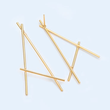 10pcs Gold plated Brass Earring Studs, Unique Geometric Earring Wire Components (GB-900)