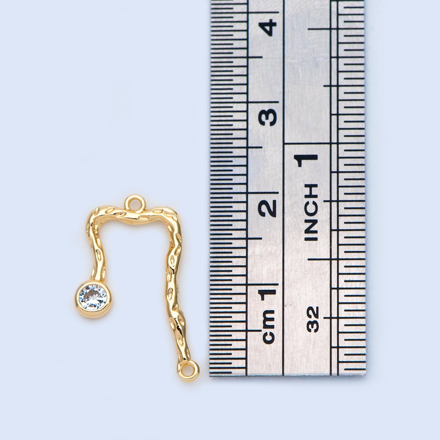 10pcs CZ Pave Gold Charm Connectors, 18K Gold plated Brass, U-shaped Curved Bar Stick Pendants 21x10mm (GB-913)