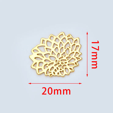 10pcs Gold Filigree Charms 20x17mm, 18K Gold plated Brass Floral Connectors (GB-930)