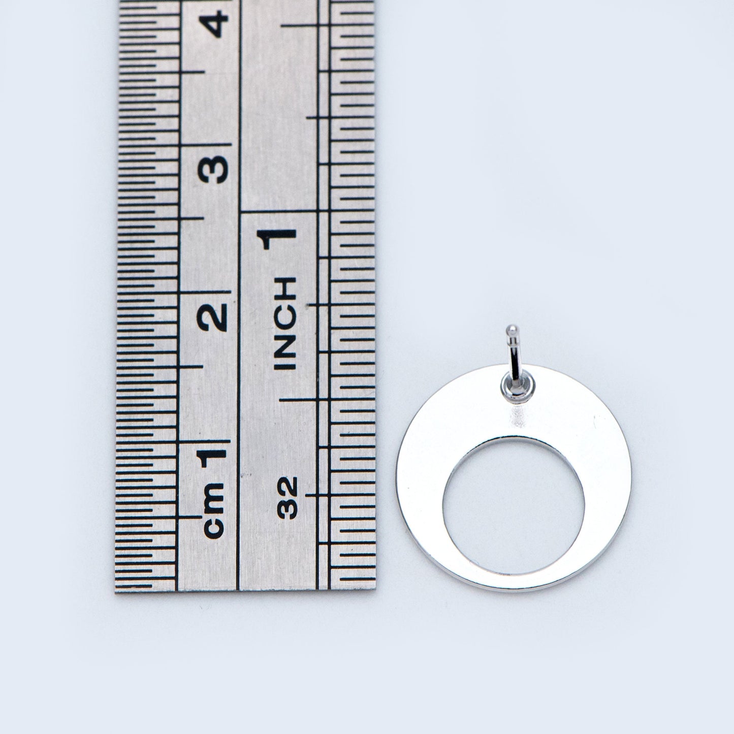 10pcs Silver tone Round Circle Ear Posts 15mm, Rhodium plated Brass, Geometric Loop Stud Earrings (GB-965)