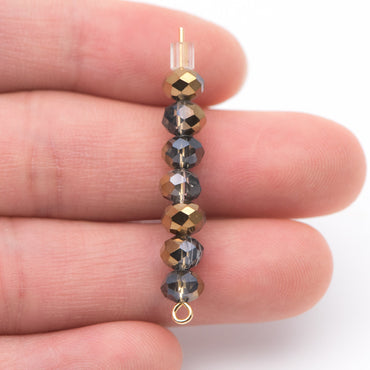 Faceted Crystal Rondelle Glass Beads 4x6mm Copper -95pcs /(BZ06-04)