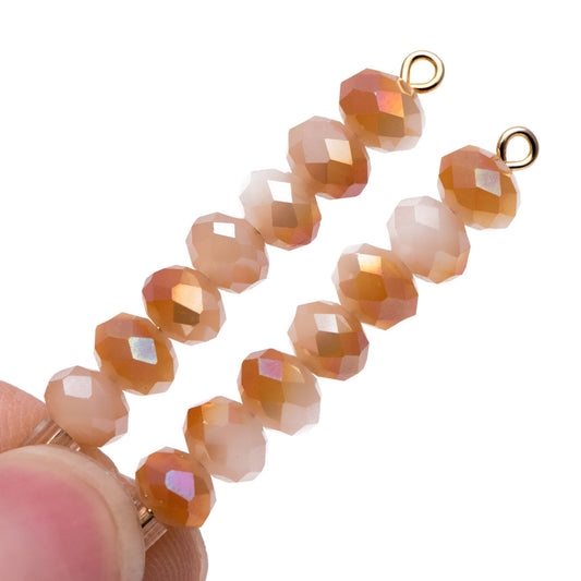 95pcs Faceted Rondelle Glass Beads 4x6mm Orange -(BZ06-47)