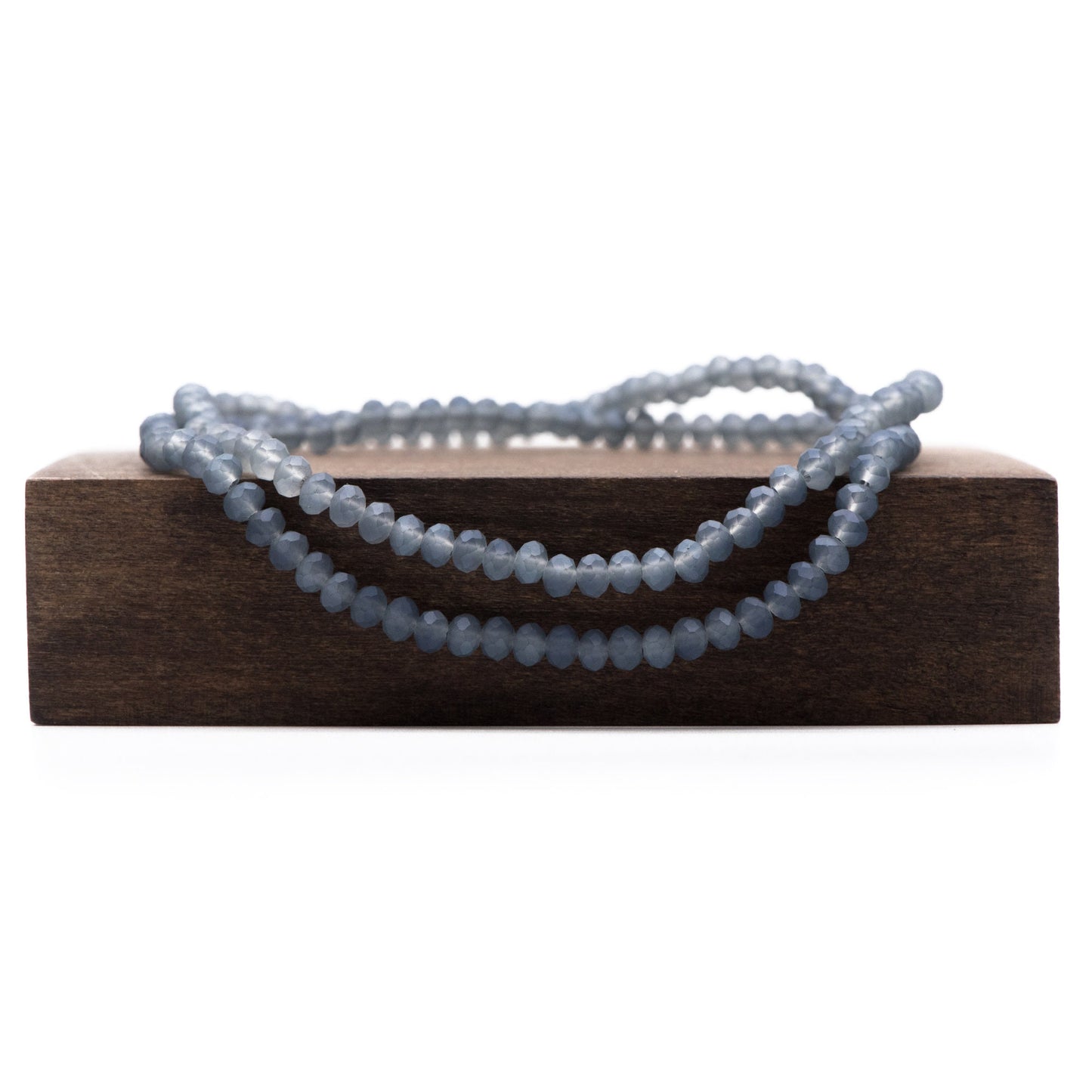 Frosted Crystal Rondelle 3x4mm, Faceted Glass Rondelle Beads, Matte Montana Blue -(BZ04-157)/ 145 beads full strand