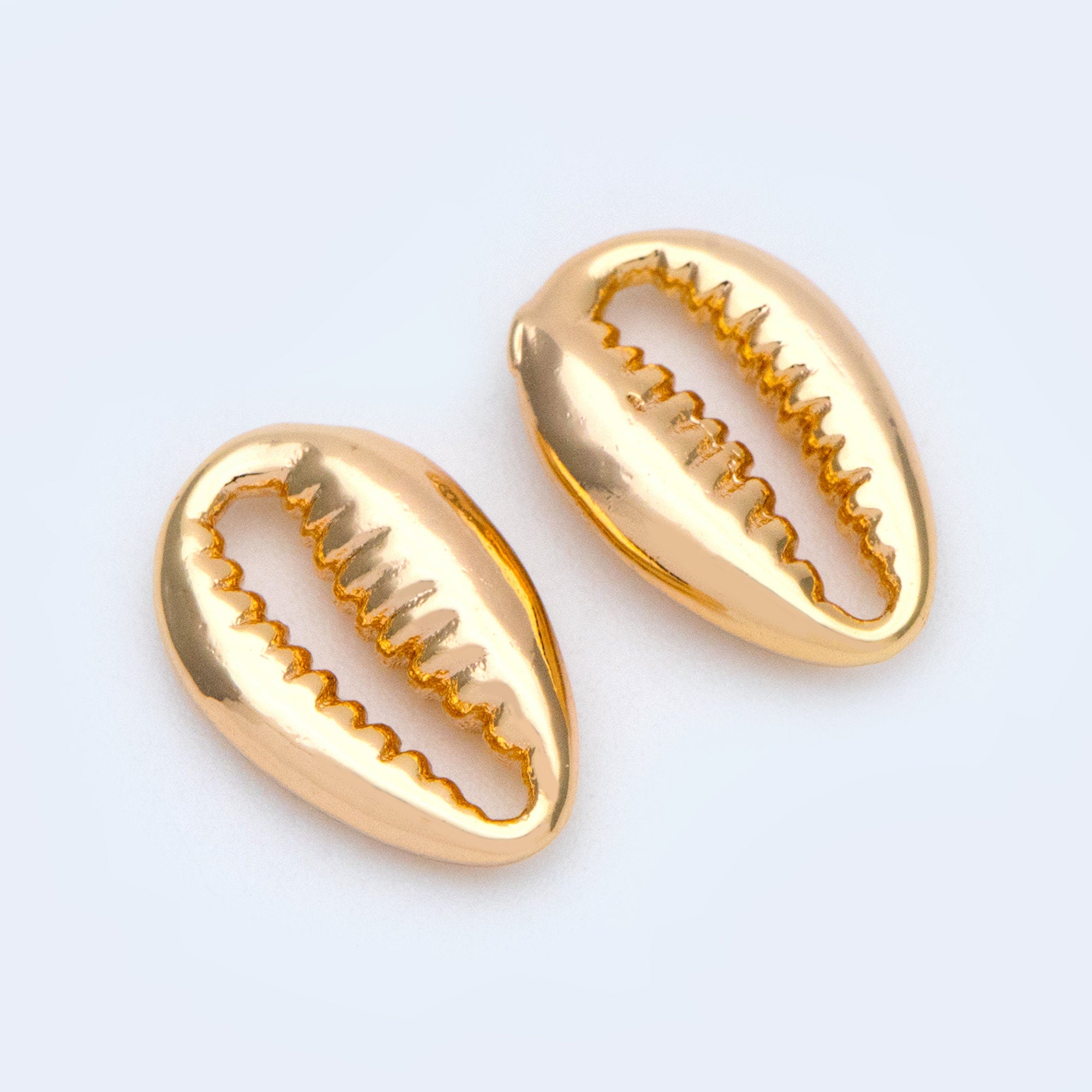 10pcs Gold tone Shell Charm Pendants 13x8.5mm, Seashell Shaped Beads Connectors (GB-2680-A)