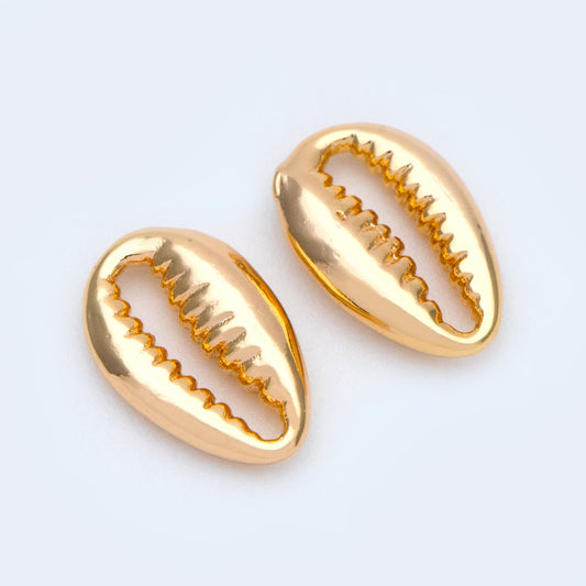 10pcs Gold tone Shell Charm Pendants 13x8.5mm, Seashell Shaped Beads Connectors (GB-2680-A)