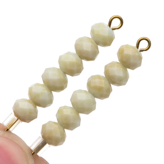 Crystal Glass Faceted Rondelle beads 4x6mm, Candy Color Opaque White-Khaki -(BZ06-156)/ 95pcs