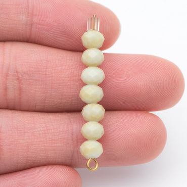 Crystal Glass Faceted Rondelle beads 4x6mm, Candy Color Opaque White-Khaki -(BZ06-156)/ 95pcs