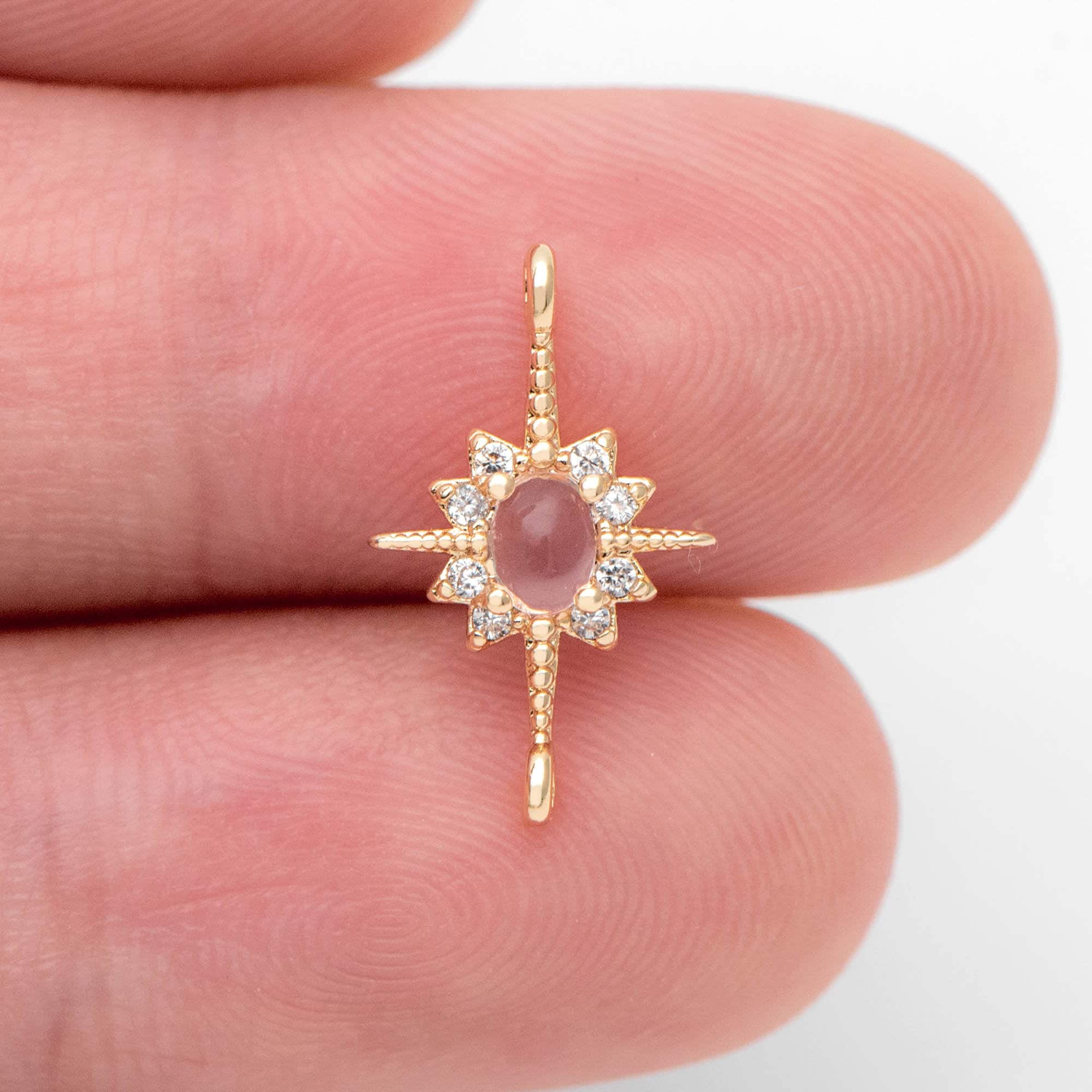 4pcs Gold North Star Connector 16x10mm, Clear Gemstone Pave Star charm Pendant (GB-3231-E)
