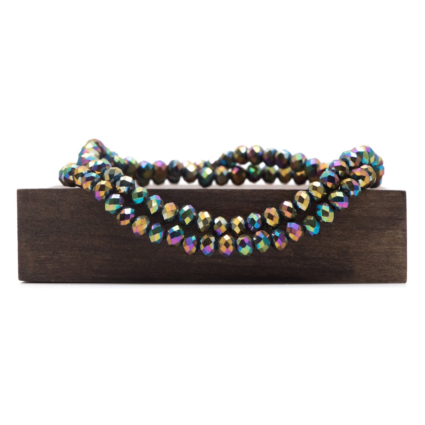 Rondelle Crystal Glass Faceted beads 4x6mm Metal Rainbow -BZ06-94/ 95pcs