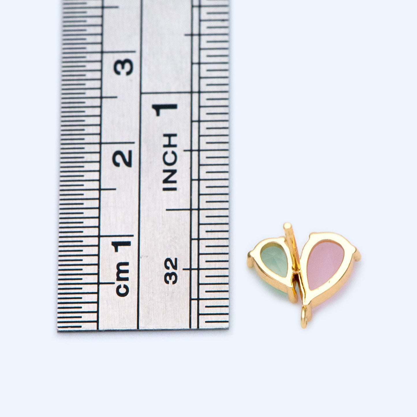 4pcs Rhinestone Teardrop Earring Posts 11x10mm, 18K Gold Plated Brass, Crystal Stud Earrings (#GB-1258)