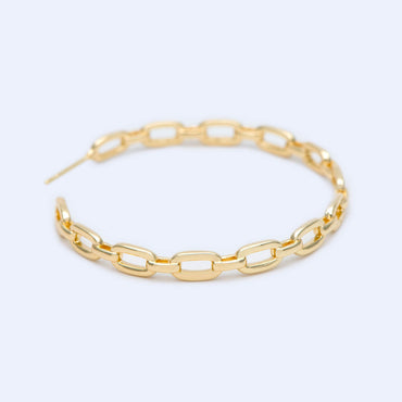 4pcs Gold Earring Posts 30/ 45mm, Geometric Round Ring Stud Earring, Circle Link Chain Ear Findings (GB-1167)