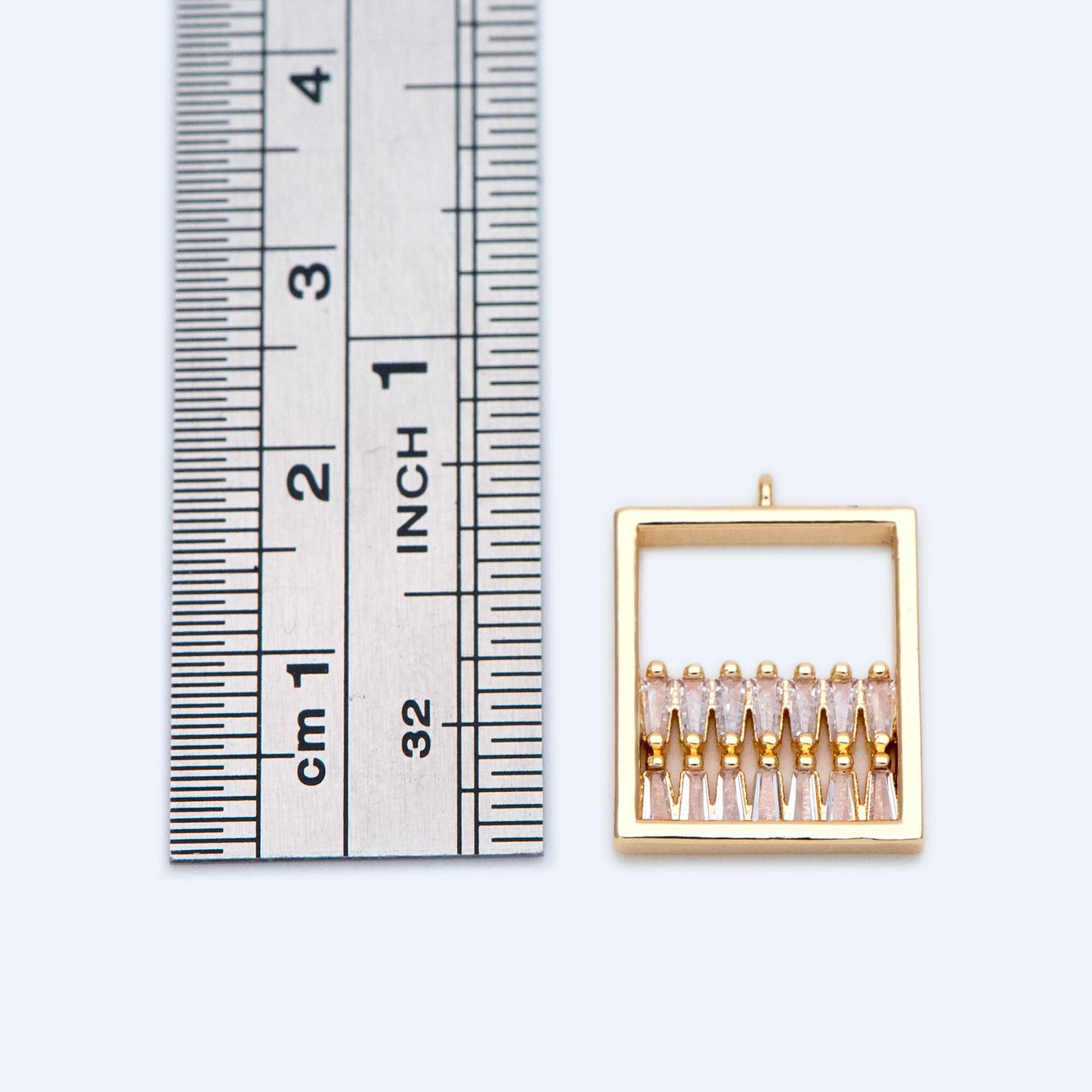 4pcs CZ paved Rectangle Charms 14x18mm, 18K Gold plated Brass, Geometric Square Pendants (GB-1262)