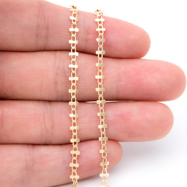 Gold plated Brass Link Chains 3.6mm, Floral Specialty Chains for DIY Necklace (#LK-242-1)/ 1 Meter=3.3 ft