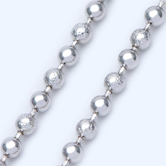 Silver tone Ball Chains 2.5mm, Matte/ Smooth Round Beaded Chain, Necklace Chain Wholesale (#LK-236-2)/ 1 Meter=3.3 ft