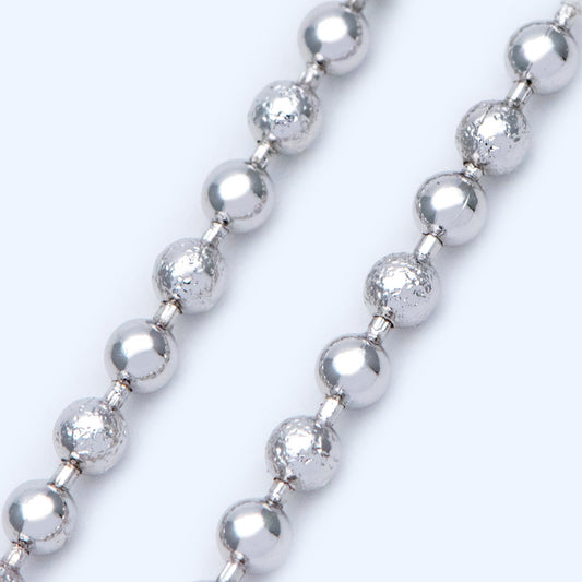 Silver tone Ball Chains 2.5mm, Matte/ Smooth Round Beaded Chain, Necklace Chain Wholesale (#LK-236-2)/ 1 Meter=3.3 ft