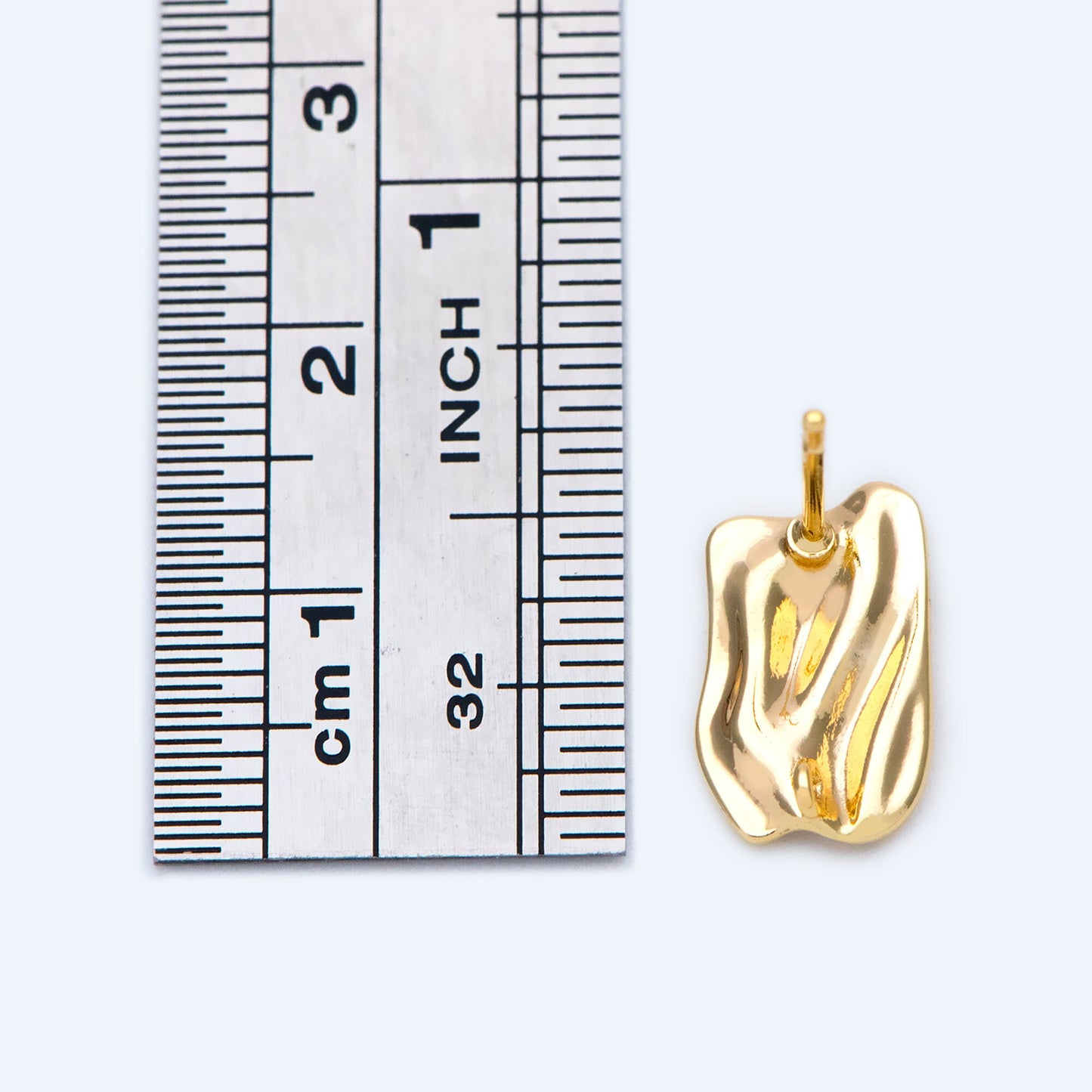 10pcs Gold Waved Rectangle Earring with Loop, 13x8.5mm, 18K Gold plated Brass, Geometric Stud Earring Components (GB-1296)