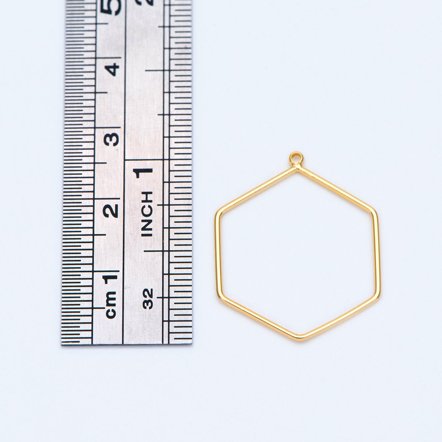 10pcs Gold hexagon wire Charms 26x21mm, 18K Gold plated Brass, Geometric Hoop Pendants (GB-368-A)