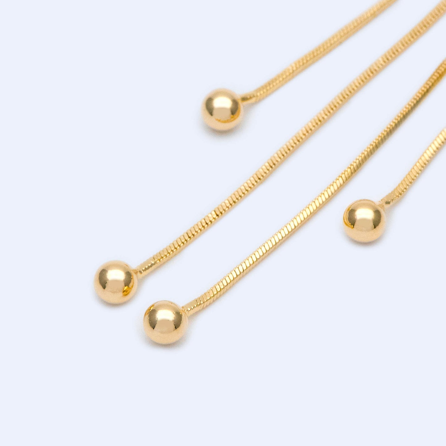 4pcs Gold Chain Tassels 83mm Long with balls, Earring Tassels (GB-3523-B)