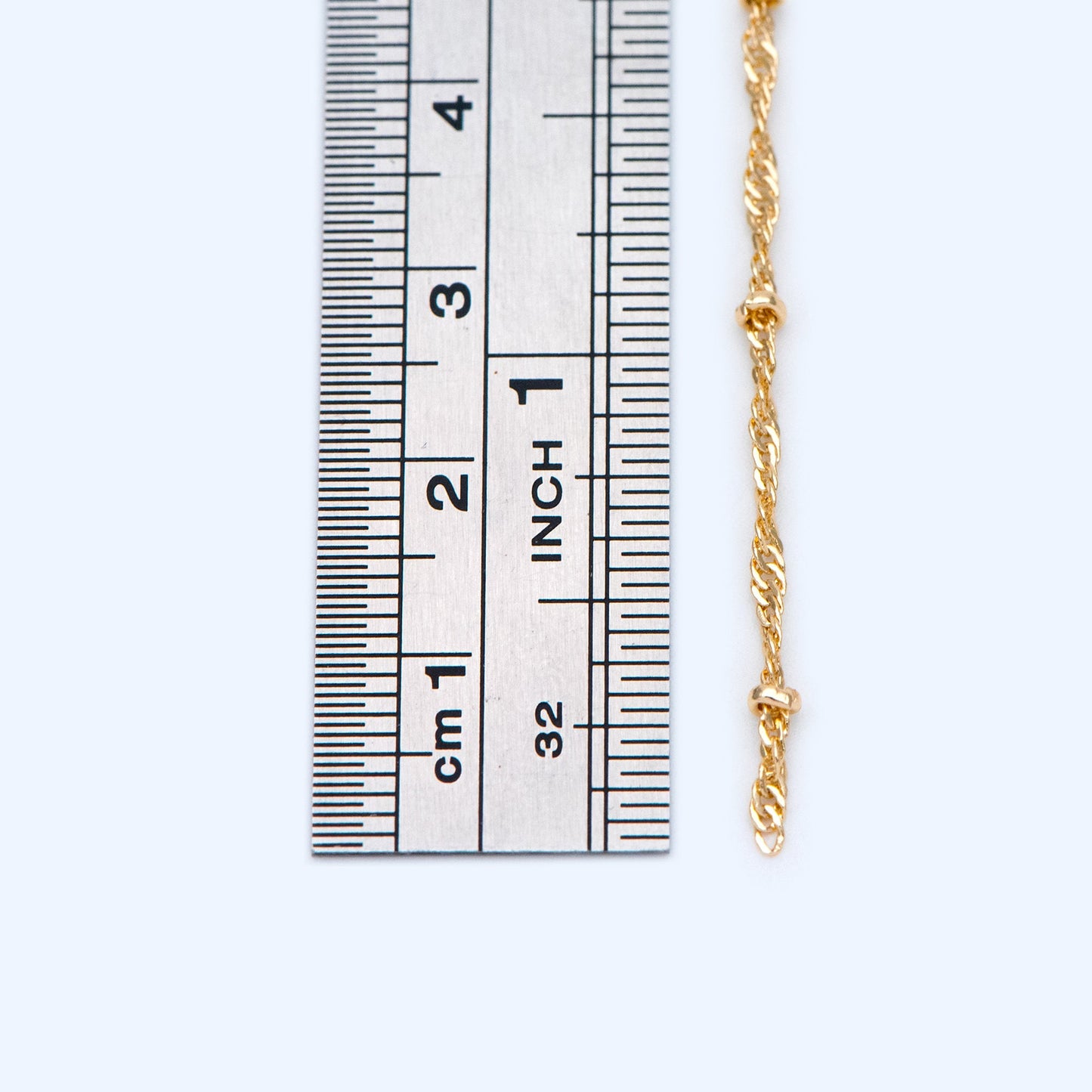 Satellite Chains Wholesale, 1.8mm Twisted Chain with 2.5mm Beads, Gold plated Brass Findings (#LK-357)/ 1 Meter=3.3 ft