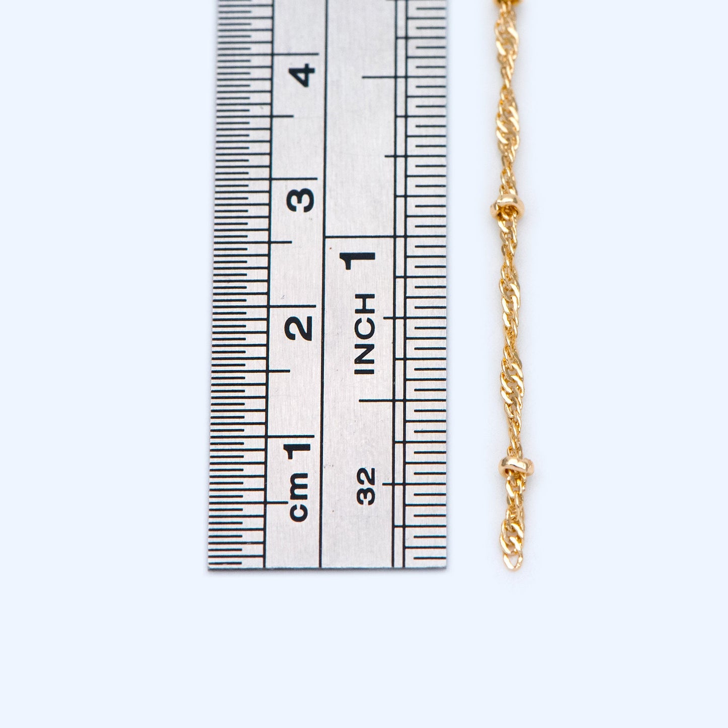 Satellite Chains Wholesale, 1.8mm Twisted Chain with 2.5mm Beads, Gold plated Brass Findings (#LK-357)/ 1 Meter=3.3 ft