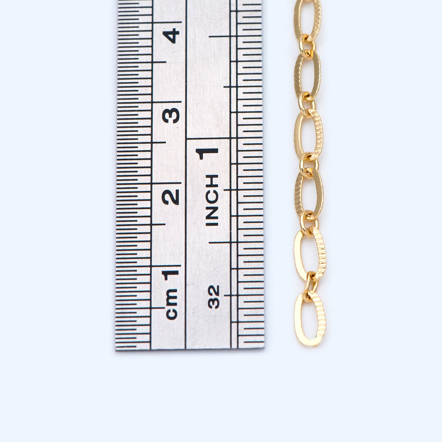 Flat Oval Cable Chains 3.7x6mm, 18K Gold plated on Brass, Craft DIY Jewelry Chain Wholesale (#LK-359)/ 1 Meter=3.3 ft