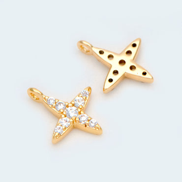 10pcs CZ Pave Gold / Silver Tone Cross Charms 10x8.5mm, 18K Gold/ rhodium plated Brass (GB-924-A)