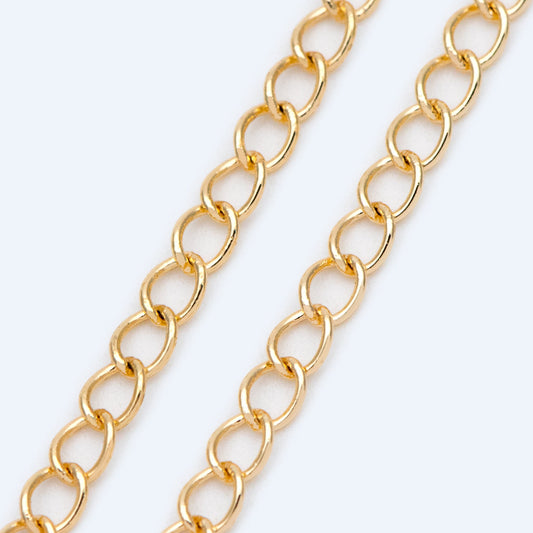 Gold/ Silver/ Rose Gold Curb Chain 3mm, Real Gold/ Rhodium Plated Brass "Extender" Chain, Color Not Easily Tarnish (LK-175)/ 1 meter