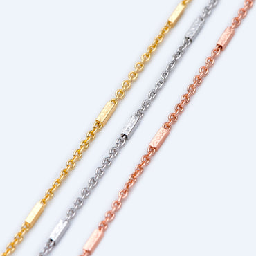 Gold/ Silver/ Rose Gold Cable Chains with Square Tube, Real Gold/ Rhodium plated Brass Designer Chain (#LK-176)/ 1 Meter=3.3 ft