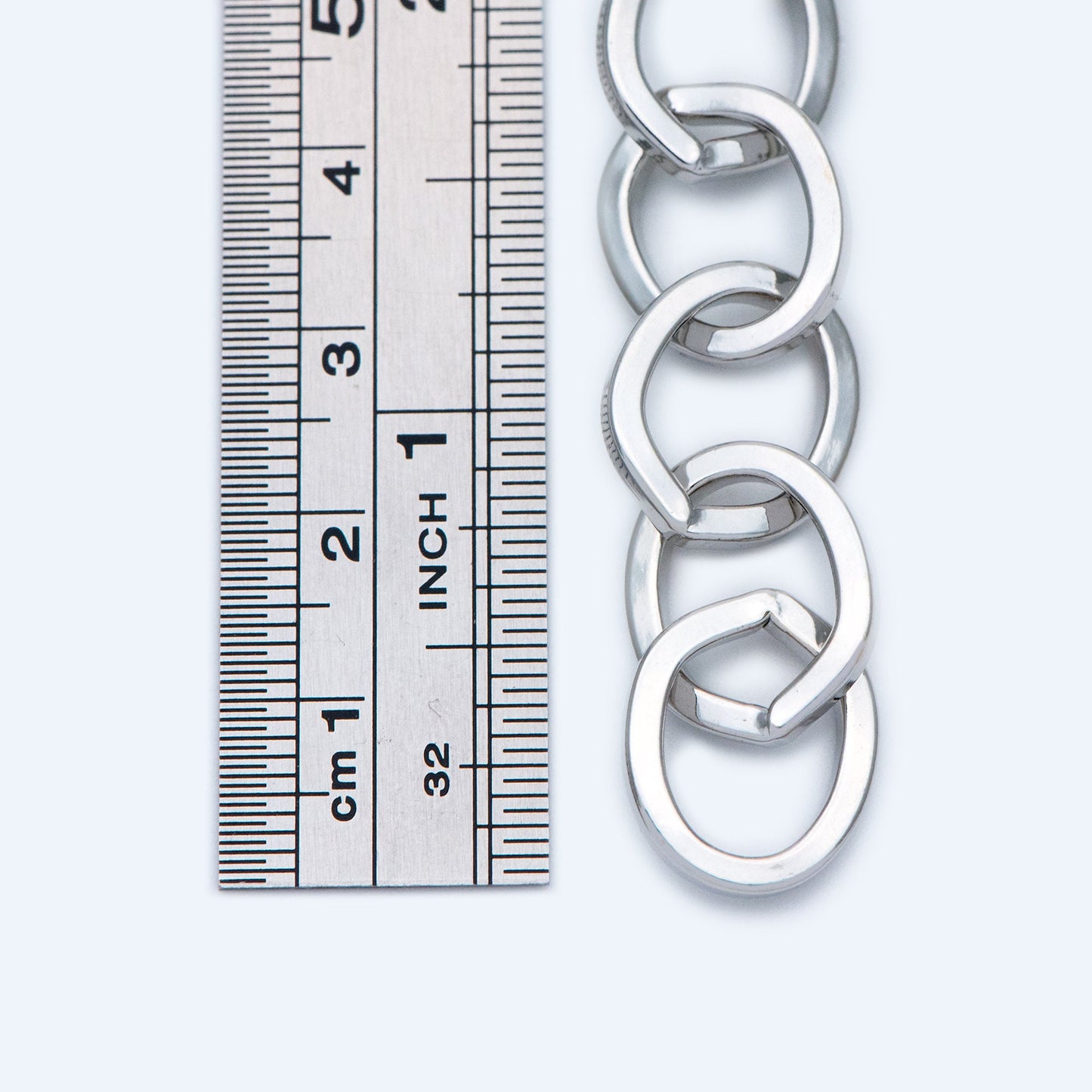 Silver tone Large Cable Chains, Oval Link 13x16mm, White K plated Iron Thick Chain, Necklace Findings for Men (#LK-370-2)/ 1 Meter=3.3 ft