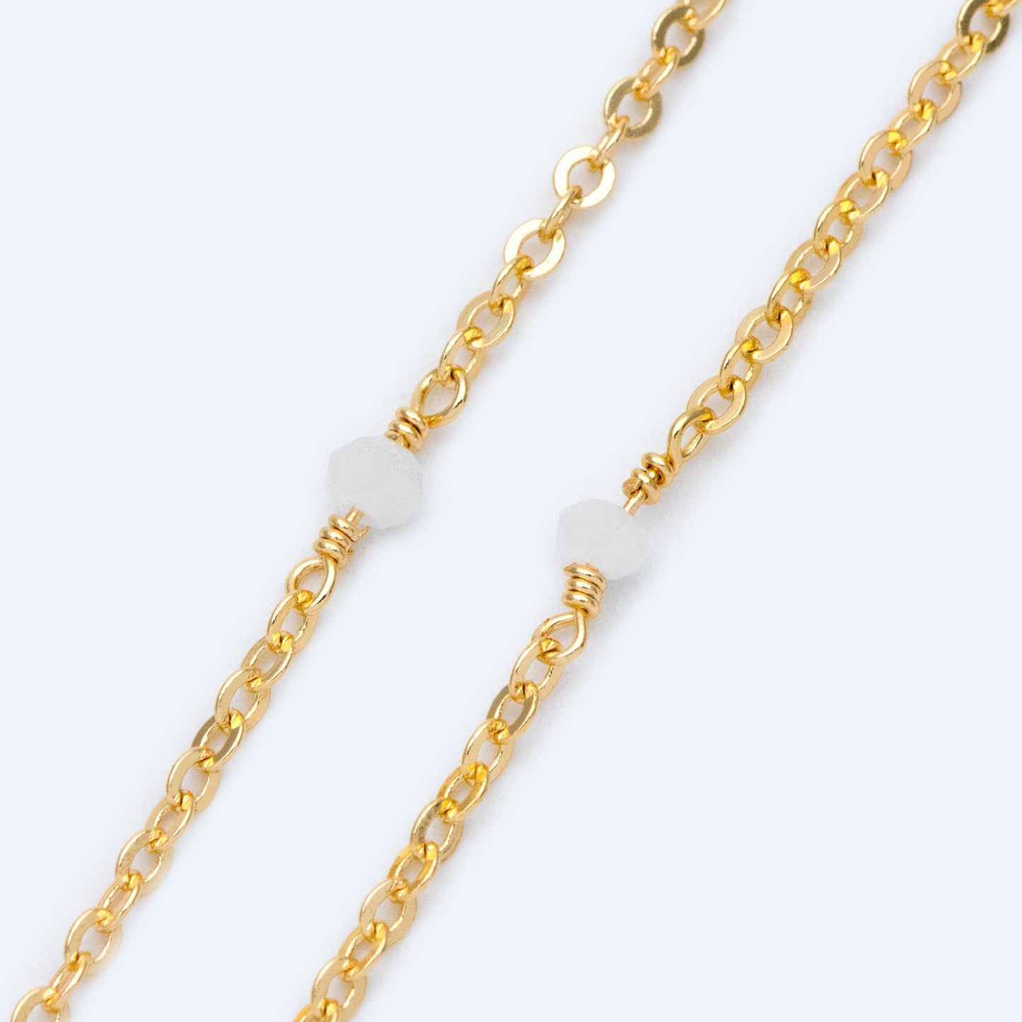 Gold plated Brass Crystal Bead Chains, 1.8mm Beaded Chains with 3mm Glass Rondelles, Black Grey White (#LK-145)/ 1 Meter=3.3 ft