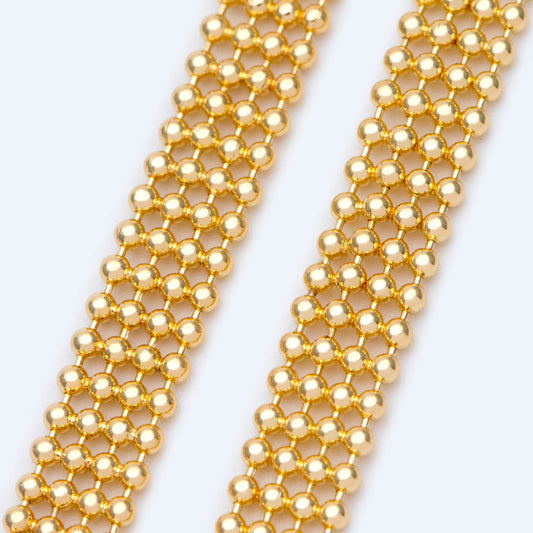 Gold/ Silver tone Multi Strand Ball Chains, Gold/ Rhodium plated Brass Beaded Chain Wholesale (#LK-233)/ 1 Meter=3.3 ft