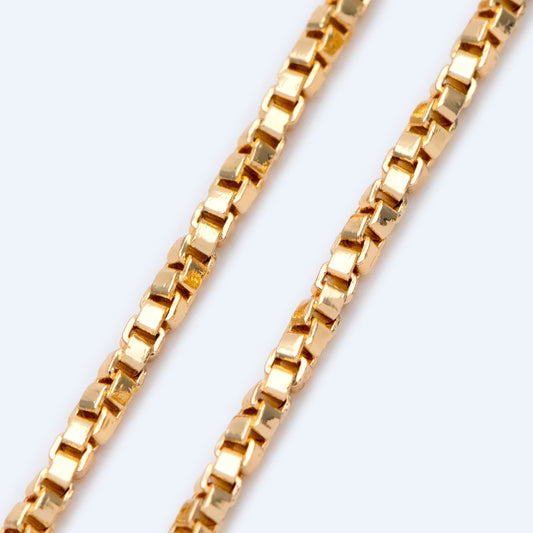 Gold/ Silver Tone Twisted Box Chains 1.8mm, Gold/ Rhodium plated Brass Box Chain Wholesale (#LK-234)/ 1 Meter=3.3 ft