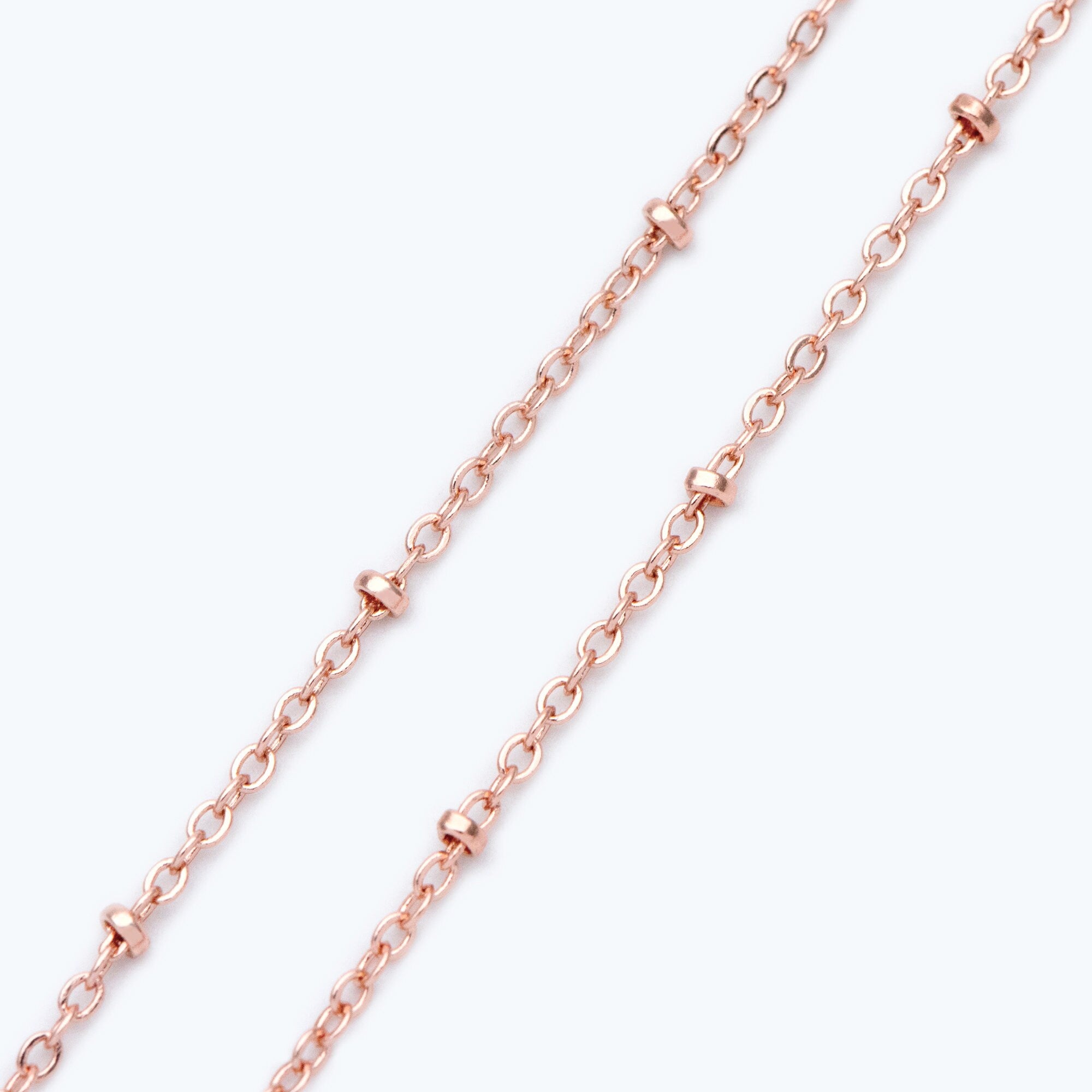 Satellite Chains Wholesale, 1.7mm Cable Chain with 2.2mm Beads, Gold/ Silver/ Rose Gold plated Brass (#LK-169)/ 1 Meter=3.3 ft