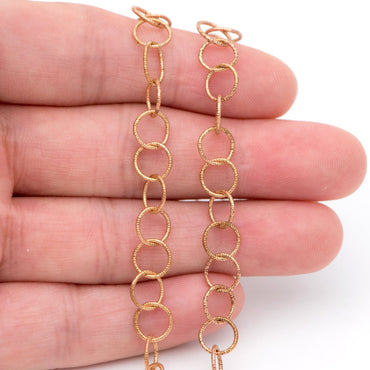 Raw Brass Round Cable Chain 7mm, Unplated Copper Link Chains Wholesale (#LK-224-RB)/ 1 Meter=3.3ft