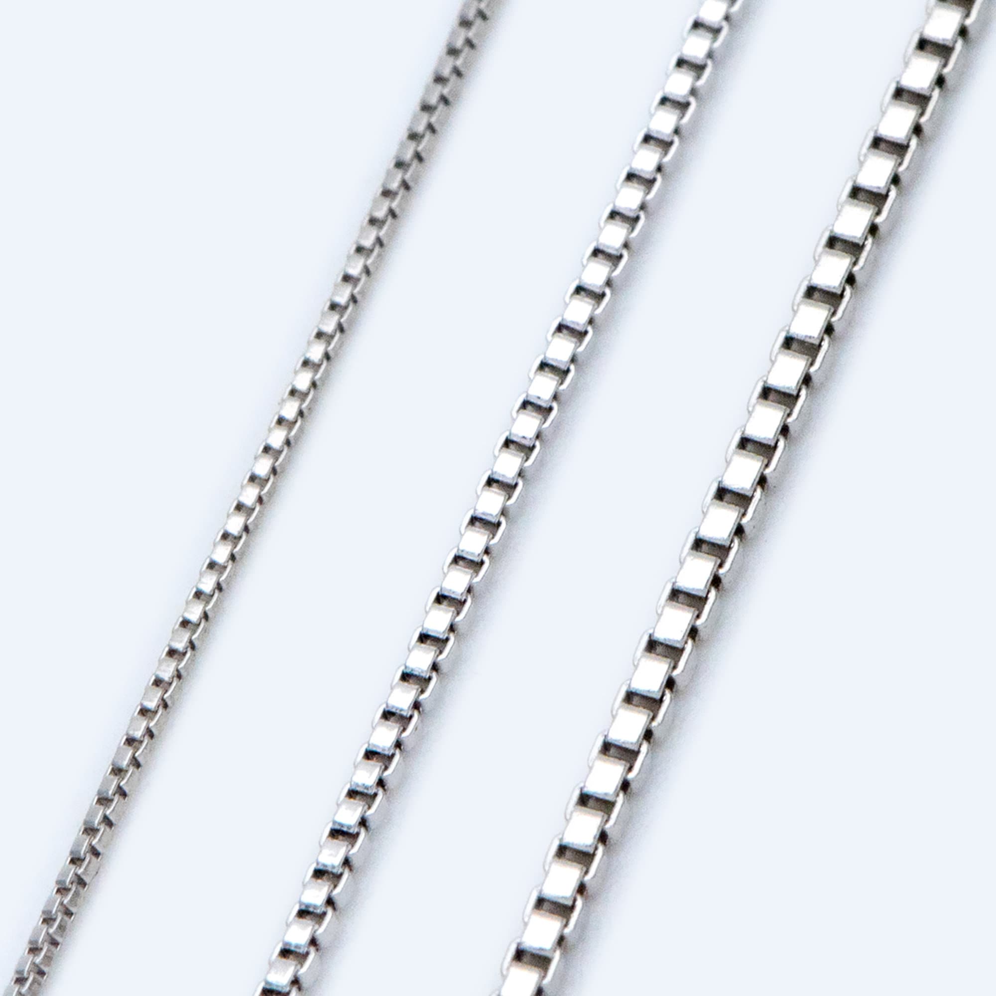 Rhodium plated Brass Box Chains, 0.7/ 0.9/ 1.1m Thin, Silver Tone Chain Findings (#LK-208)/ 1 Meter=3.3 ft