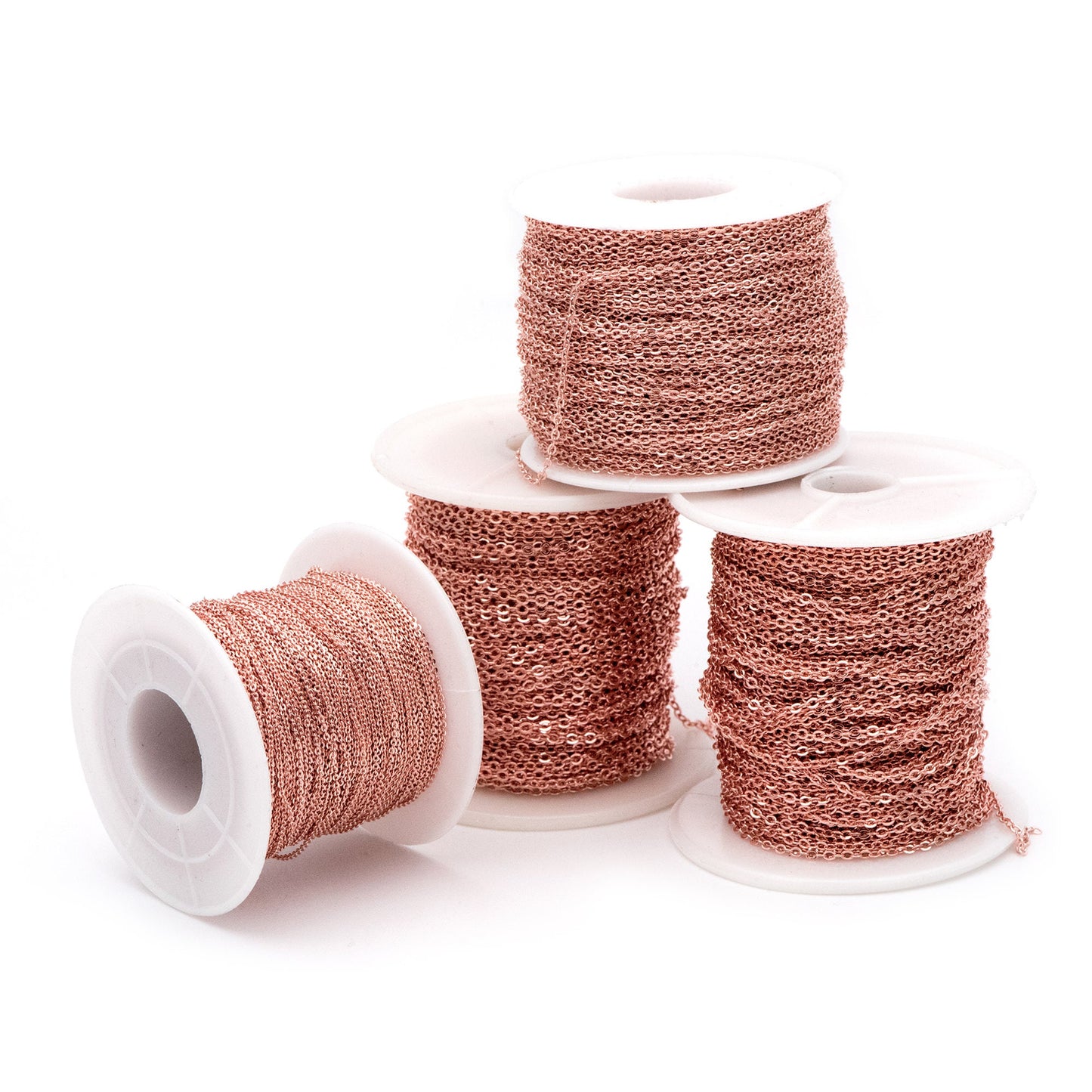 Rose Gold plated Cable Chains, 1.2/ 1.6/ 2.1mm Oval Chains (#LK-187)/ 1 Meter=3.3 ft