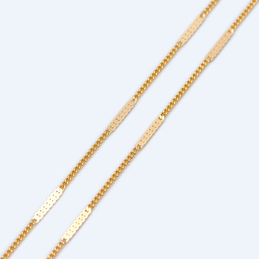 Dainty Gold/ Silver tone Flat Link Chains 1.9mm, Real Gold/ Rhodium plated on Brass Tiny Chain (#LK-177)/ 1 Meter=3.3 ft