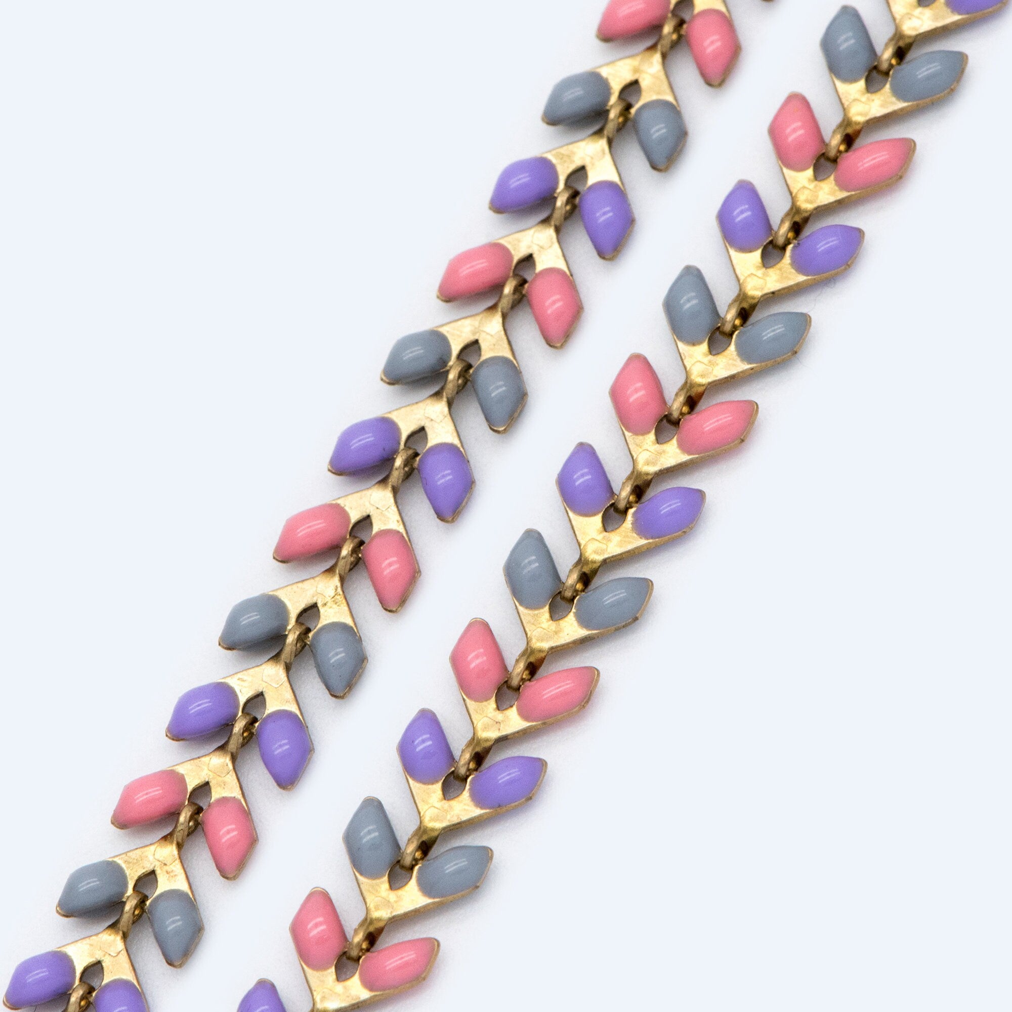 Rainbow Enamel Brass Chevron Chain 6mm, Flat Herringbone Designer Chain, Mix Color (#LK-046-3)/ 1 Meter=3.3ft